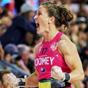 Tia-Clair Toomey celebrating a win at the CrossFit Games. How I Became the Fittest Woman on Earth: My Story So Far by Tia-Clair Toomey. ISBN: 978-0-646-98727-9