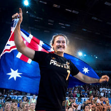 Load image into Gallery viewer, Tia-Clair Toomey holding the Australian flag. How I Became the Fittest Woman on Earth: My Story So Far by Tia-Clair Toomey. ISBN: 978-0-646-98727-9