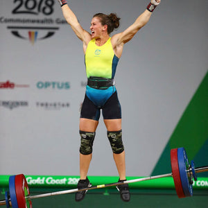 Tia-Clair Toomey celebrating successful weight lift. How I Became the Fittest Woman on Earth: My Story So Far by Tia-Clair Toomey. ISBN: 978-0-646-98727-9